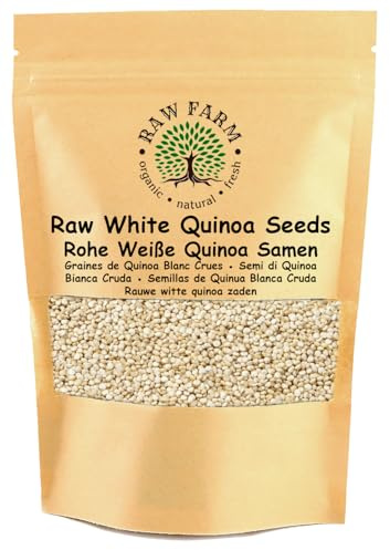 Raw Farm – Quinoa blanca cruda – 1 kg – sin gluten, sin soja, grano entero natural