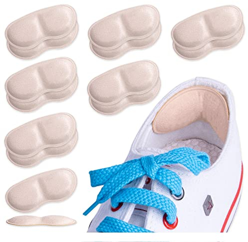 SULPO 7 Paare Fersenpolster Set - Fersenschutz für zu große Schuhe - extra-weich Fersenkissen, selbstklebend Schuheinlage, Schuhfüller - Anti Blasen Schutz - beige