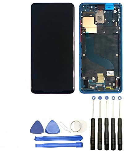 JUANIO Pantalla Completa en Marco Compatible con Xiaomi Mi 9T 6.39 Azul + Herramientas