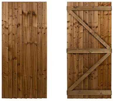 Featheredge Wooden Garden and Side Gates (v1) (H-1800, W-900, Brown Finish)