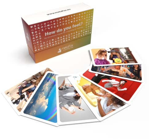 metaFox Emotions Cards | How do You Feel? | 60 Pleasant & unpleasant Emotions & 8 Methods Cards | for emotional Intelligence, Coaching & Therapy