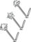 OUFER 20G 0.8mm 3stk Titan Nasenpiercing Ring Nasenring L Form CZ Nasen Piercing Nase Nostril Twist Stecker Dünn Nasenstecker Nasenspirale Schmuck Nose Ring Earring Studs Jewelry
