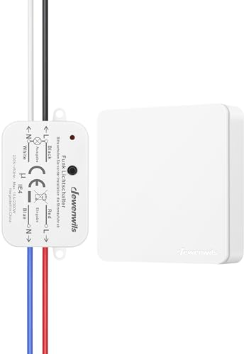 DEWENWILS Interruptor Inalámbrico de Luz 230 V Con Transmisor, Alcance de 30 m, Por Radio Para Lámpara, No Requiere Cableado, 2300 W, Blanco