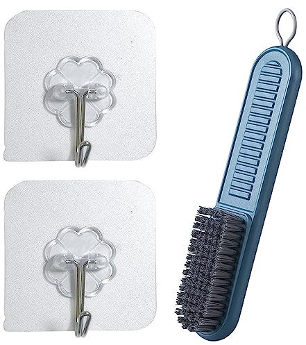 3 Pieces Heavy Duty Nail Cleaning Brushes Nail Brush for Cleaning Fingernails Attached 2Pcs Adhesive Hooks for Bathroom Kitchen or Laundry Room