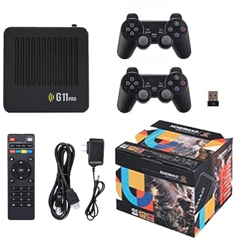 G11pro HD Retro Video Game Box Consola Home Acrade con 256G 60.000 juegos (EE. UU.), 2.4G controladores duales inalámbricos, Emuelec 3.9 y sistema de código abierto Android7.1