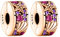 Amuefer Rose Gold Shell Clip Charms für Armbänder 925 Sterling Silber mit Cubic Zirkonia Stopper Geburtstag Weihnachten Schmuck Geschenke für Frauen Mädchen-2 Stücke