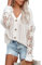 MINTLIMIT Women's Jumpers Long Sleeve V Neck Tops Crochet Lace Hollow Out Ladies Knitted Sweaters Pullover Tops