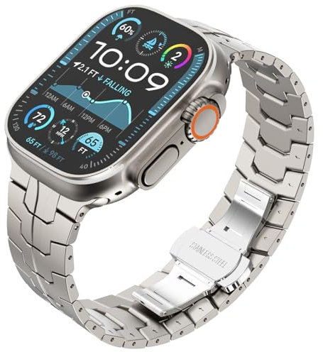 KADES Titan-Gliederarmband für Apple Watch Ultra 3/2/1, 49 mm, Serie 11/10, 46 mm, 9/8/7, 45 mm, 6/5/4, 44 mm, Serie 3/2/1, 42 mm, robustes Metallarmband für Herren, Titan