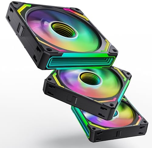 AsiaHorse COSMIQ Ventilateur PC 120MM ARGB [Lot de 3] [FDB] Dasiy Chain Ventilateur RGB 2000 RPM/68.5 CFM/2,05 MMH2O 5V 3PIN ARGB et ventilateur PWM 4PIN durée de vie de 80000H