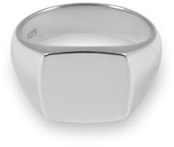 Herren Ring Siegelring Silber massiv rund eckig aus 925 Sterling Silber poliert für Gravur Geschenk (60)