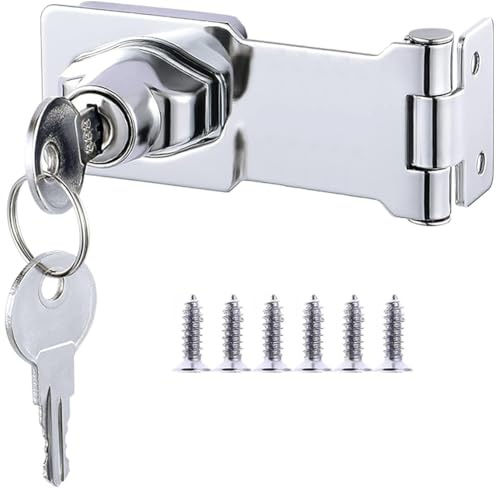 ZiYuya Cerrojo de cerradura con llave, candado para puerta de cobertizo con llaves iguales, cerraduras de armario de cajón, perilla giratoria, cerrojo de bloqueo de puerta de buzón 4 inch