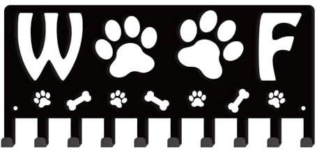 SUPERDANT Woof Key Holder Dog Paw Bone Metal Key Organizer Decorative 10 Hook Key Hanger Rack Wall Mounted Entryway Key Belt Umbrella Hooks Personalized Key Hanger for Front Door Key Hanging