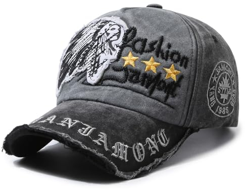 Jarseila Basecap Herren Vintage Baseball Kappe Unisex Baumwolle Cap Retro Schildmütze Outdoor, Verstellbar, Schwarz