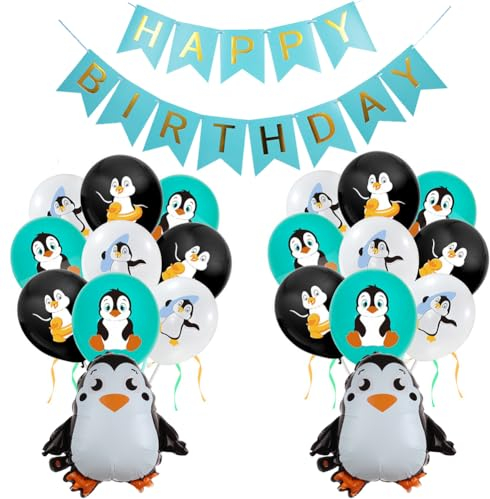 SUNSK Pinguin Luftballons Geburtstagsballons Tier Runde Latexballon XXL Pinguin Folienballons Happy Birthday Girlande Pinguin Geburtstag Deko für Kinder 27 Stück