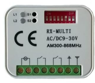 Generico ELLEDI' | RICEVENTE CANCELLO MULTIFREQUENZA UNIVERSALE | BASCULANTE GARAGE SERRANDE LUCI | A 2 CANALI DA 7A | SUPPORTA OLTRE 250 AUTOMAZIONI ALIMENTAZIONE DA 12 A 30V AC/DC