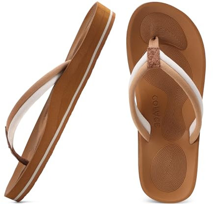 COFACE Infradito Donna Moda Estive Comode Ciabatte Supporto Arco Plantare Flip Flop Mare Aperte Sandali Infradito da Spiaggia Piscina Leggero Antiscivolo Gomma Suole Kaki 41
