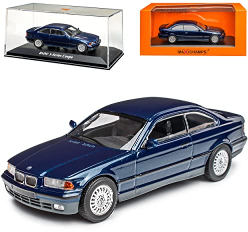 alles-meine.de GmbH B*M*W 3er E36 Coupe Dunkel Blau Metallic 1990-2000 1/43 Minichamps Maxichamps Modell Auto mit individiuellem Wunschkennzeichen