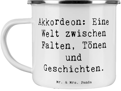 Mr. & Mrs. Panda Camping Emaille Tasse Spruch Akkordeon: Eine Welt zwischen Falten, Tönen und Geschichten. - Geschenk, Musik, Musikschüler, Emaille