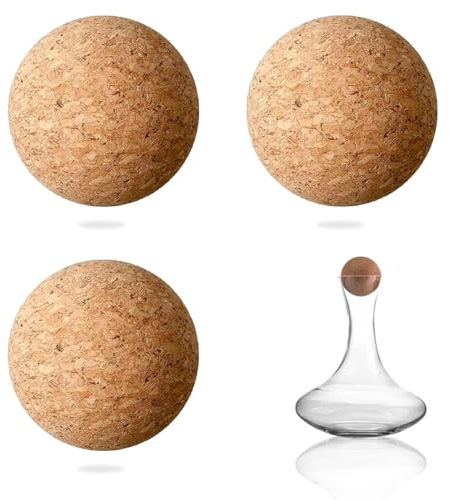 Boule de Liège à Vin 5 cm, 3 Pièces Bouchon Réutilisable en Liège, Bouchon de Carafe en Bois Rond, pour Bouteille, Loisirs Créatifs