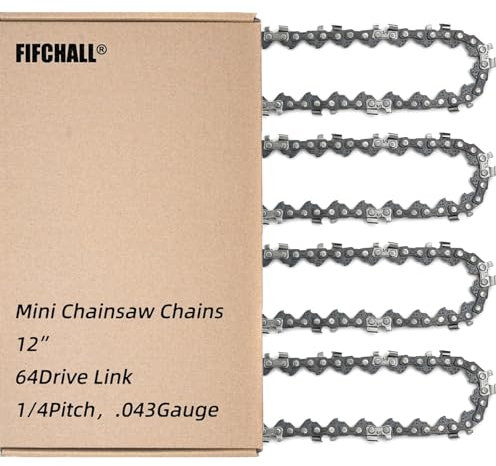 4 Pack 12 Inch Chainsaw Chain 1/4LP Pitch .043 Gauge 64 Drive Links, Replacement Pole Saw Chain 12-inch Chainsaw Chains Fits for Stihl MSA120 C-B MSA140 C-B and More