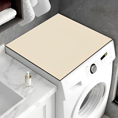 Treer Tappetino per Lavatrice Antiscivolo Assorbente, Copertura per Lavatrice Morbido Tappetino Protezione Superiore per Lavatrice, Asciugatrice e Frigorifero (Beige,50x60cm)