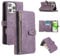 UEEBAI Wallet Case for iPhone 16 Pro 6.3, 9 Card Slots Retro Leather Wallet Shockproof Flip Cover with Hand Strap Card Slots Zipper Pocket Kickstand Handbag Magnetic Closure - Purple