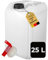 ABACUS® 25 Liter Wasserkanister Natur | Chemiekanister | Auslaufhahn und Deckel (DIN 61) | Lebensmittelecht | Indoor und Outdoor | BPA Frei | Säurefest | Mit Skala zum Ablesen des Füllstands