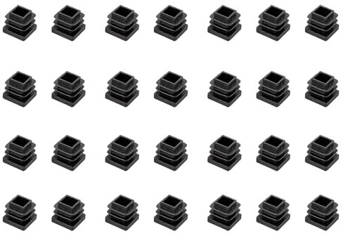 15 x 15 mm quadratische Kunststoffstopfen, quadratische Kunststoff-Endkappen in 24 Stück, Stuhlbein-Rohreinsatz, Abdeckkappen für Möbel, Tische, Stühle