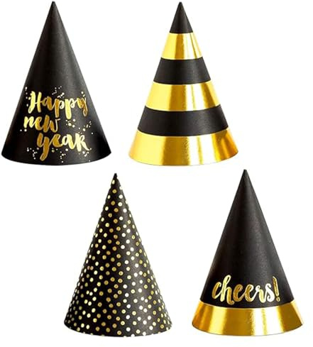 LQTSLFM 4 Stück Partyhüte Silvester, Silvester Hüte Set, Silvester Partyhüte, Silvester Kopfschmuck, Silvester Party Zubehör für Silvester, Neujahrs Party
