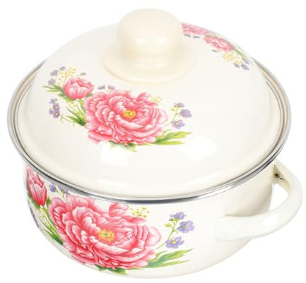 Cabilock Olla Esmaltada Multifuncional para Estofado Asas 3 Resistente al Desgaste para Cocción de Accesorio de Cocina Vintage