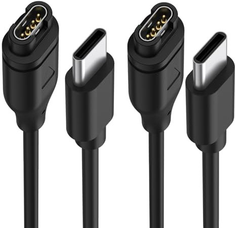 2 Pezzi USB C Caricatore Cavo Compatibile con Garmin Vivoactive 5/4/4S/3/Fenix 7 7S 7X 6 6S 6X Pro 5 5S 5X Plus,Epix 2,Forerunner 745 935 945 45 45S 245,Approach S10 S40 S60,Instinct,Venu 2 Plus 2S Sq