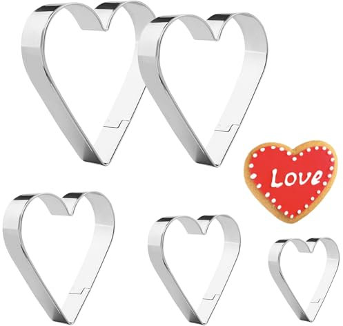 Lot de 5 mini emporte-pièces en forme de cœur en acier inoxydable pour la Saint-Valentin et les fondants