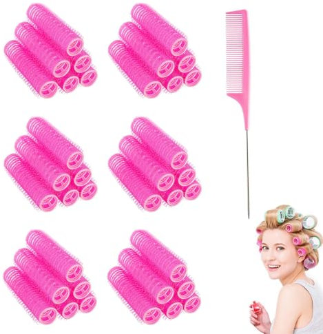 DHWEKU 36 Bigoudis Auto Agrippants Bigoudis Autogrippants de Coiffure de Salon Rouleaux à Cheveux Rouleaux Ventilés de Coiffure de Salon avec Paquet de Peigne à Queue de rat Bigoudis de Coiffure