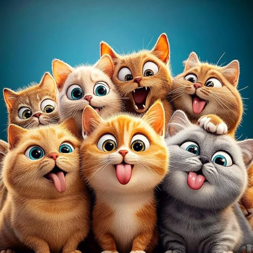 TOSTOG Diamond Painting für Erwachsene,Lustige Katze Diamant Painting Kits Full Drill Bilder 5D DIY Diamant Malerei Set 30x30cm für Wanddekor