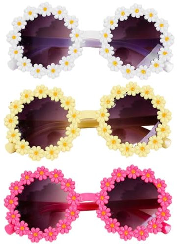 TPZORJX Lunettes De Soleil Marguerite en Fleur, Rondes Classiques Rétro, Rigolote Pour Enfants