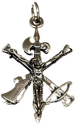 Minoplata Großes Kreuz Christus der Legion aus Altsilber, 44 x 25 mm, Grande, Sterling-Silber, Kein Edelstein