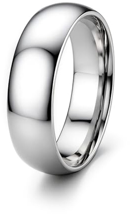 ORAZIO Mens Rings Stainless Steel Wedding Band for Men Women 6MM Silver Simple Domed Wedding Bands Ring High Polish Comfort Fit Size 10