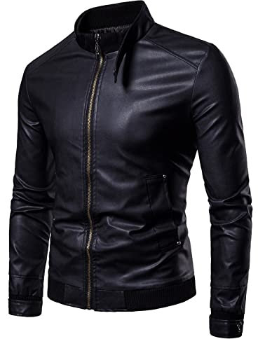 Giacca Di Pelle Uomo, Vintage Giacca Da Moto In Ecopelle Con Cerniera Autunnale Invernale Bomber Giacca on Zip Giubbotto Antivento Motociclista Giubbotto Chiodo Giacca Mezza Stagione Chiodo Pelle Uomo
