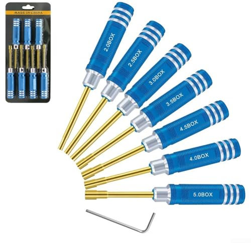 Set di 7 cacciaviti esagonali di precisione, per modelli RC, presa e controllo migliorati per lavori intricati