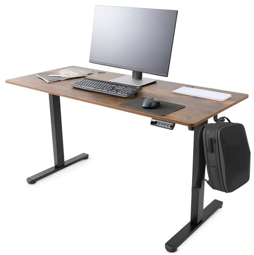 AREBOS Bureau Électrique Réglable 140x60 cm | Hauteur 72-118 cm | Fonction Mémoire | Bureau Assis-Debout Ergonomique | Table Informatique pour Télétravail & Maison | Marron