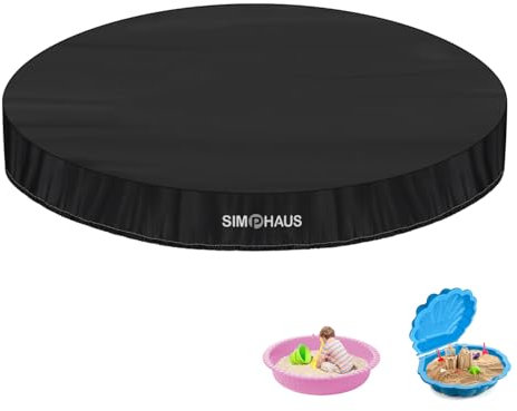 SIMPHAUS Bâche Bac à Sable Coquillage Imperméable Housse de Bac à Sable de Protection Couverture Bac a Sable Coque pour Sable Enfant Anti-Poussière 420D Tissu Oxford Housse Bac à Sable Rond 100x15cm