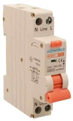 Interruptor diferencial magnetotérmico 1 módulo tipo A, 32A C32, RCBO Slim 1P+N 6kA 30mA 220V, Curva C, Serie PL8HT Profesional