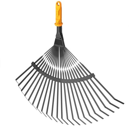 Fiskars OneClick Metall-Fächerbesen | Müheloses Wechseln mit nur einem Klick, QuikFit Adapter separat erhältlich, Breite: 42 cm, Schwarz/Orange, 1080675