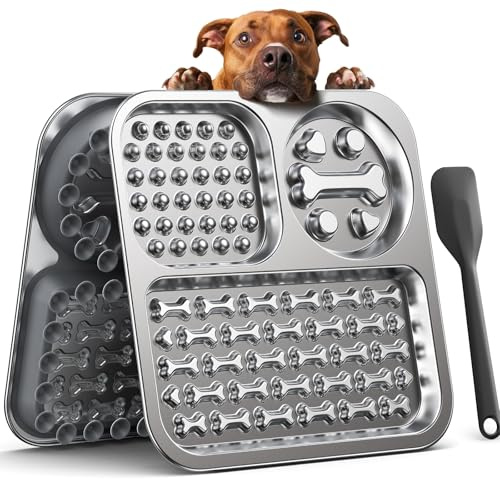 Stainless Steel Lick Mat for Dogs and Cats - FEELNEEDY Large Licking Pad with Suction Cups, Chew-Proof, Non-Slip Pet Licky Mat for Boredom Reducer and Anxiety Relief, Easy to Clean (1Pack)