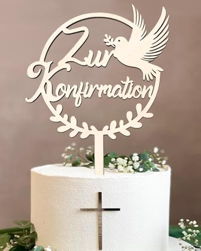 Tortendeko Konfirmation, Cake Topper Zur Konfirmation aus Holz, Torte Deko, Tortenstecker Deko Junge Mädchen Geschenke Gastgeschenke, Konfirmationsgeschenke Junge Mädchen