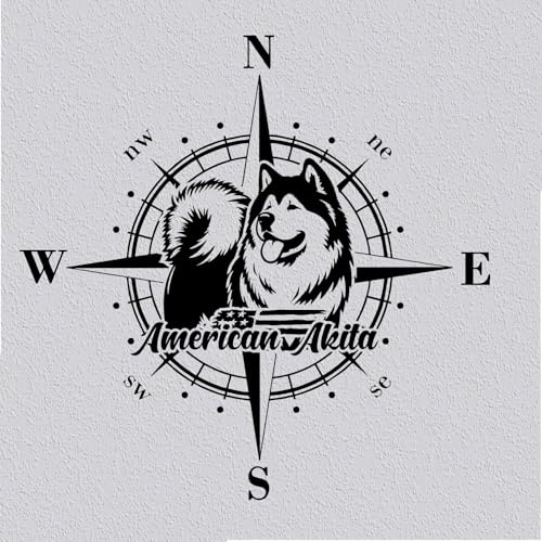 Kompass Kompassrose American Akita Sticker Hund Aufkleber Auto Wohnmobil Laptop Wandtattoo Sticker Farbe&Größe wählbar