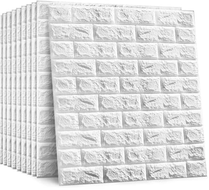 GREENSAPPIRE 20 Stück 3D Wandpaneele Selbstklebend 77 * 70cm Weiß PE Schaum Ziegelsteinoptik Wandverkleidung Tapete Wasserdicht Wandaufkleber Wandplatten für Wohnzimmer
