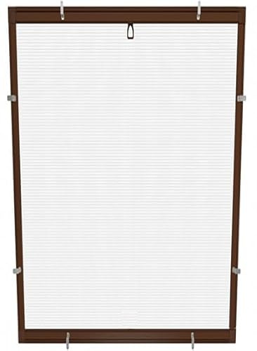 Zanzariera Fissa in Kit per Finestra Singola Anta, Profilo in Alluminio, Rete Grigia, 100x140 cm, Fai da Te (Marrone RAL 8017)