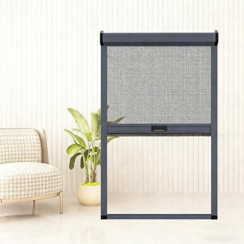 Store Moustiquaire Fenetre Enroulable, Moustiquaire Fenetre avec Cadre Aluminium sur Mesure - Filet de Protection Chat et Insecte pour Baie Vitrée, Coulissante Porte