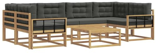 vidaXL Outdoor-Sofagarnitur mit Kissen 5 pcs Weiß und Anthrazit, Moderner Gartensofa, Outdoor-Sitzgruppe für Patio-Relax, Lounge-Set aus Akazie, ideal für Pool und Garten